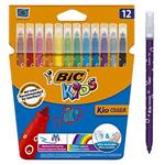 Bic Kids Kid Couleur Pennarelli a Punta Media con Inchiostro a Base d'Acqua Confezione 12 Pennarelli Colori Assortiti