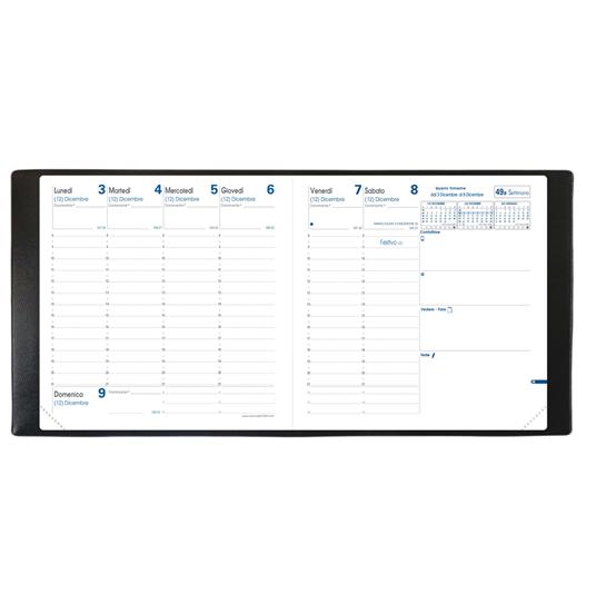 Agenda settimanale 2025, Quo Vadis, 13 mesi, Esecutivo, con rubrica, italiano, Impala nero - 16 x 16 cm - 3