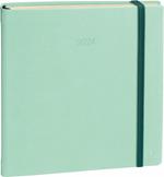 Agenda settimanale 2025, Quo Vadis, 13 mesi, Esecutivo PREST fas, multingue, Silk verde acqua, con elastico - 16 x 16 cm