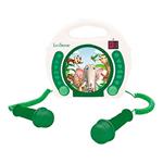 Animals Lettore CD con microfoni, funzione di programmazione, cuffie Jack, per bambini, con alimentatore o batterie, bianco/verde