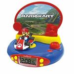 Lexibook Sveglia con Proiettore Mario Kart per Bambini-Nintendo-con Luce Notturna e proiezione del Tempo sul soffitto, Effetti sonori, Ragazze, Blu/Rosso