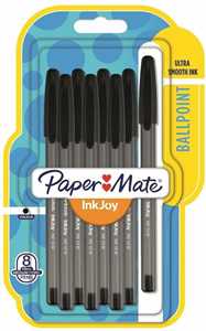 Cartoleria Penna a sfera Papermate Inkjoy 100 punta da 1,0 mm Nera - Blister da 8 Papermate