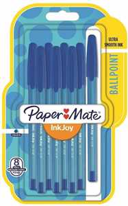 Cartoleria Penna a sfera Papermate Inkjoy 100 punta da 1,0 mm Blu - Blister da 8 Papermate