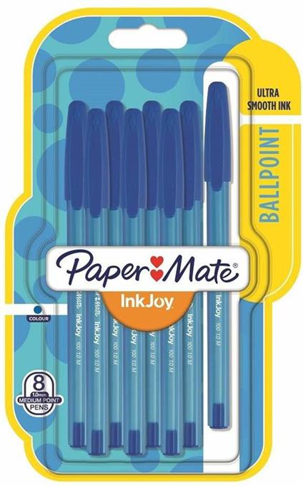 Penna a sfera Papermate Inkjoy 100 punta da 1,0 mm Blu - Blister da 8