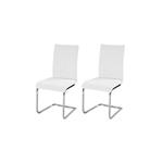 LEA Lot de 2 chaises de salle a manger Simili blanc Style contemporain L 43 x P 56 cm