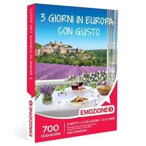 Idee regalo EMOZIONE3 - 3 giorni in Europa con gusto - Cofanetto regalo - 2 notti con prima colazione e 1 o 2 cene in Italia e in Europa Emozione3