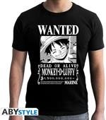 T-Shirt Unisex Tg. M. One Piece: Wanted Luffy Black New Fit