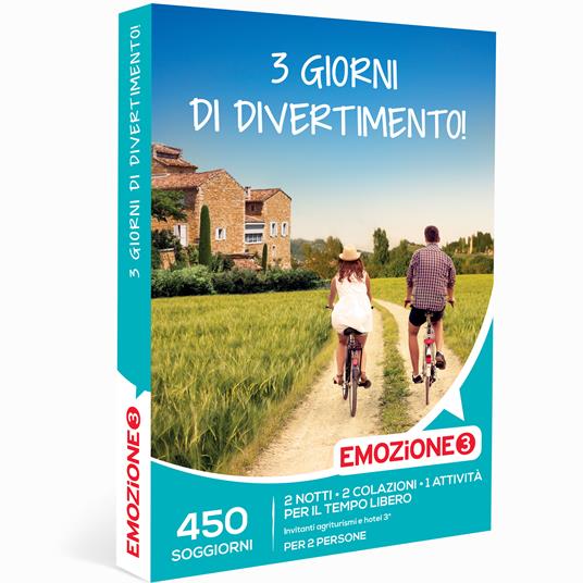 EMOZIONE3 - 3 giorni di divertimento - Cofanetto regalo - 2 notti con 2 colazioni e attività di svago per 2 persone