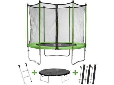 Giocattolo Trampolino tappeto elastico YOOPI - Ø 3.05 m - con rete + scala + telone + kit ancoraggio Habitat & Jardin