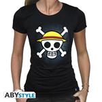 One Piece. T-shirt Skull With Map Woman Ss Black. Basic (Gd) Extra Small