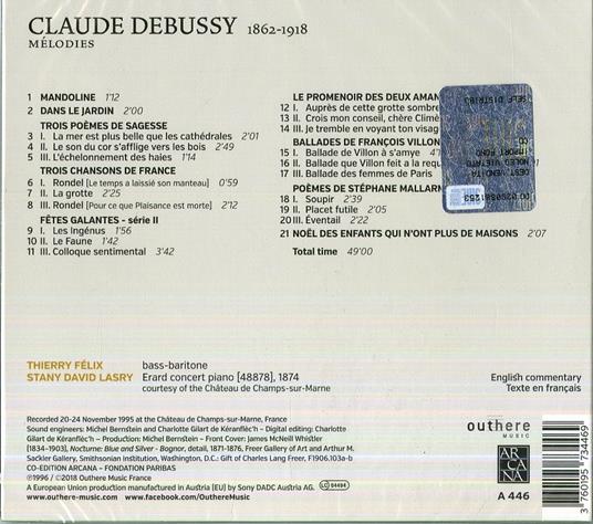 Melodie - CD Audio di Claude Debussy,Stany David Lasry,Thierry Felix - 2