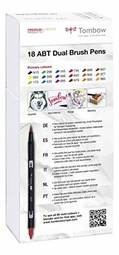 Pennarelli acquarellabili Dual Brush Tombow. Confezione 15+3 colori primari - 2