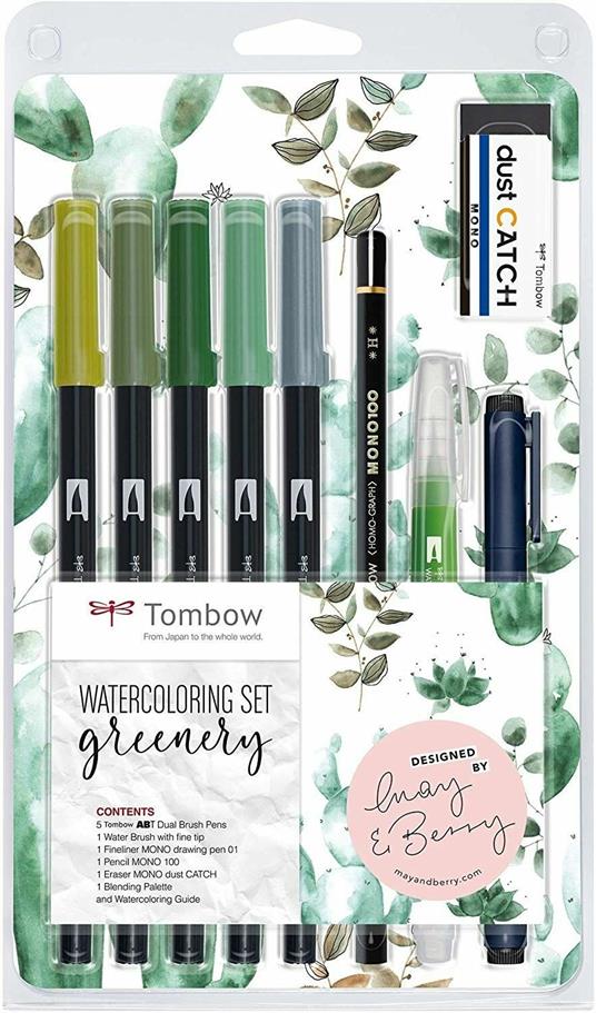 Pennarelli Tombow Dual Brush soggetti piante. Set Greenery 10 pezzi