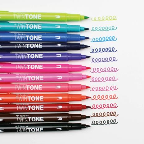 Pennarelli Twin Tone Tombow colori Bight con doppia punta. Confezione 12 colori - 5