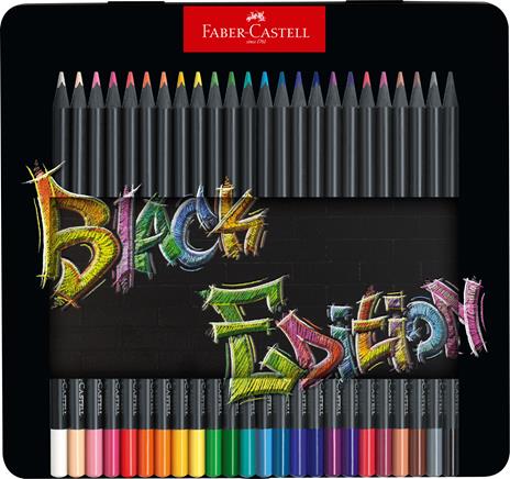 Astuccio metallo da 24 matite colorate triangolari Black Edition - Faber- Castell - Cartoleria e scuola