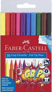 Cartoleria Bustina in plastica da 10 pennarelli Grip Colour Marker Faber-Castell