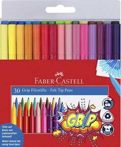 Cartoleria Bustina in plastica da 30 pennarelli Grip Colour Marker Faber-Castell