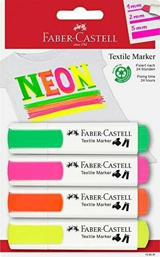 Blister con 4 marker per tessuto neon: neon giallo,neon arancione, neon rosa, neon verde