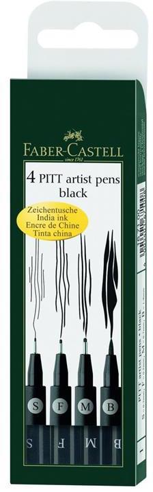 Bustina da 4 Pitt Artist Pen, neri, punta F, S, M, B