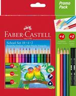 Promo Pack - 18 matite colorate triangolare + 4 matite colorate (blu, rosso, verde, giallo) + 2 matite di grafite