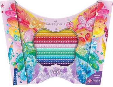 Cartoleria Set in metallo con matite colorate Sparkle, a forma di farfalla Faber-Castell