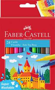 Cartoleria Astuccio in cartone con 24 pennarelli Castello superlavabili, punta fine Faber-Castell