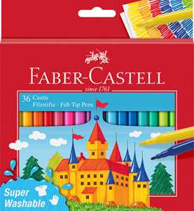 Cartoleria Astuccio in cartone con 36 pennarelli Castello superlavabili, punta fine Faber-Castell