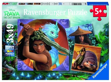 Ravensburger - Puzzle Raya, Collezione 3x49, 3 Puzzle da 49 Pezzi, Età Raccomandata 5+ Anni