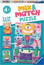 Ravensburger - Puzzle Robot, Linea Mix & Match, 3 Puzzle da 24 Pezzi, Puzzle per Bambini, Età Raccomandata 4+ Anni