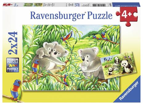 Ravensburger - Puzzle Dolci Koala e Panda, Collezione 2x24, 2 Puzzle da 24 Pezzi, Età Raccomandata 4+ Anni