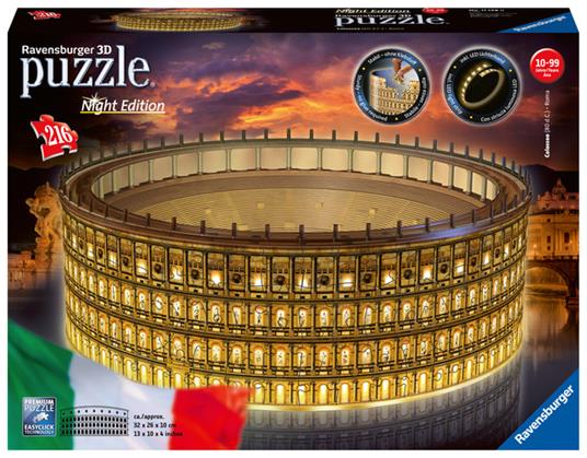 Ravensburger - 3D Puzzle Colosseo Night Edition con Luce, Roma, 216 Pezzi,  10+ Anni - Ravensburger - Serie Maxi - Puzzle 3D - Giocattoli |  laFeltrinelli
