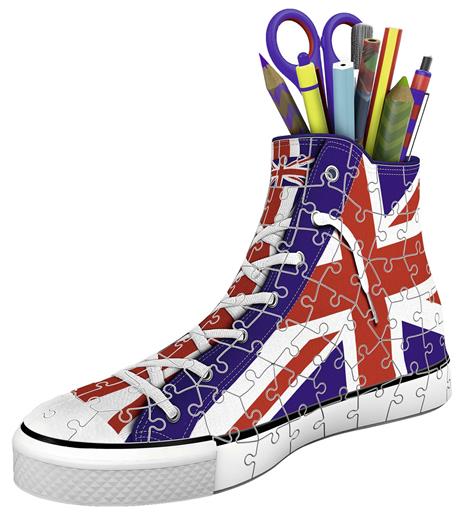 Ravensburger - 3D Puzzle Portapenne Sneaker Union Jack Edition, 108 Pezzi, 8+ Anni - 3