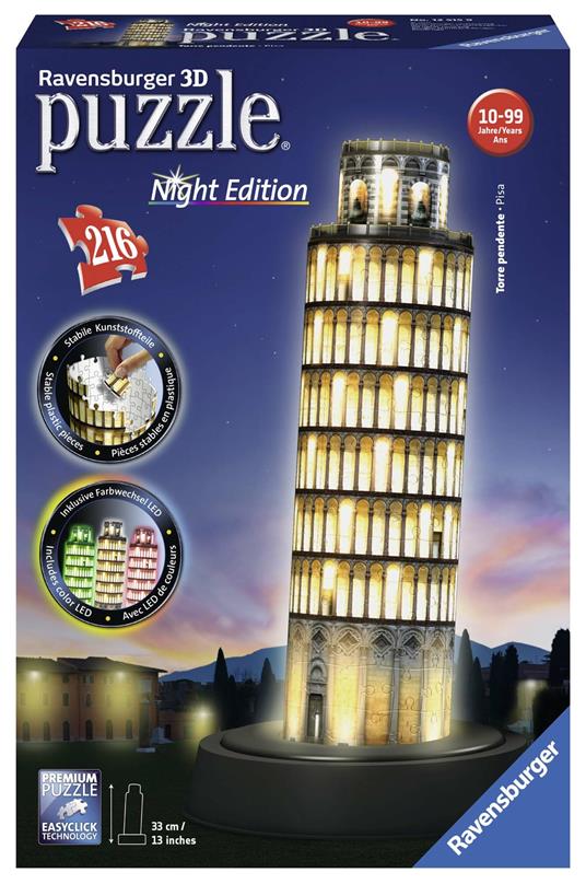 Ravensburger - 3D Puzzle Torre Di Pisa Night Edition con Luce, Italia, 216  Pezzi, 8+ Anni - Ravensburger - Night Edition - Puzzle 3D - Giocattoli