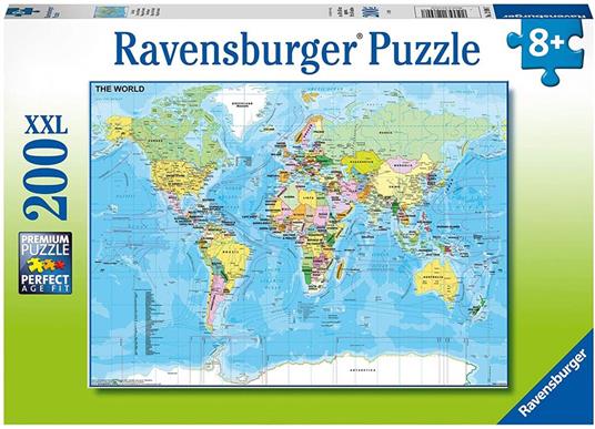 Ravensburger - Puzzle Mappa del mondo, 200 Pezzi XXL, Età Raccomandata 8+ Anni - 5