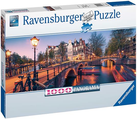 Ravensburger - Puzzle Una sera ad Amsterdam, Collezione Panorama, 1000 Pezzi,  Puzzle Adulti - Ravensburger - Puzzle 1000 pz - Panorama - Puzzle da 300 a 1000  pezzi - Giocattoli