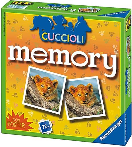 Ravensburger - Memory Cuccioli, 72 Tessere, Gioco Da Tavolo, 4+ Anni - 2