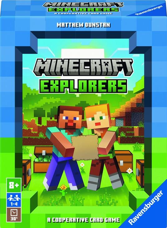 Ravensburger - Minecraft Explorers, Gioco di carte per tutta la famiglia, da 1 a 4 giocatori, 8+ anni