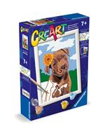 Ravensburger - CreArt Serie E: Cucciolo con fiore, Kit per Dipingere con i Numeri,