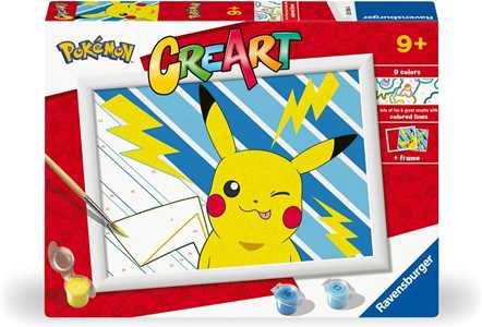 Giocattolo Ravensburger - CreArt Serie D: Pokémon Pikachu, Dipingere con i Numeri, Kit Pittura Bambini, Cornice Inclusa Ravensburger
