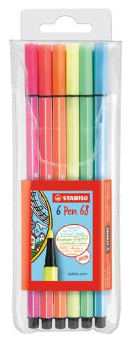 Pennarello Premium - STABILO Pen 68 - Astuccio da 6 - Colori fluo