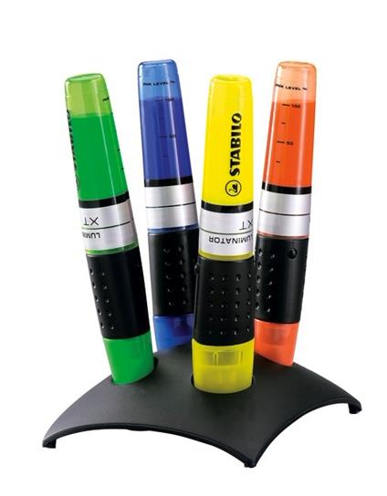 Evidenziatore - STABILO LUMINATOR - lunga durata e doppio tratto (2 + 5 mm) - Desk-Set da 4 - Colori assortiti