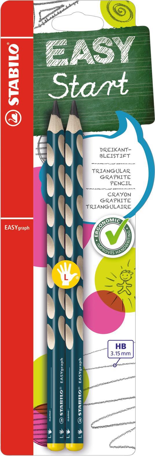 Matita Ergonomica triangolare - STABILO EASYgraph per Mancini in Petrolio - Pack da 2 - Gradazione HB - 2