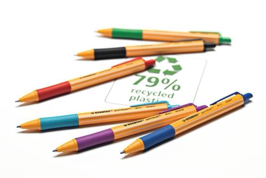 Penna a sfera Ecosostenibile - STABILO pointball - CO2 neutral - Astuccio da 4 - Colori assortiti - 6