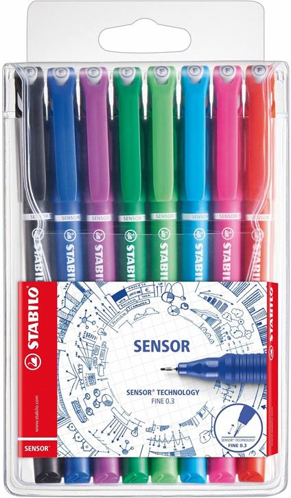 Fineliner con punta ammortizzata - STABILO SENSOR F - Tratto Fine (0,3 mm) - Astuccio da 8 - Colori assortiti