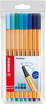 Fineliner - STABILO point 88 - Astuccio da 8 - Sfumature Di Blu - Colori assortiti