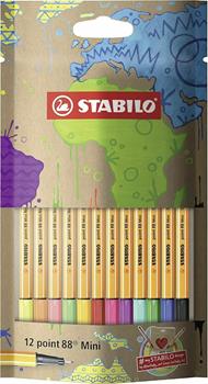 Fineliner - STABILO point 88 Mini - #mySTABILOdesign - Pack da 12 - con 12 colori assortiti