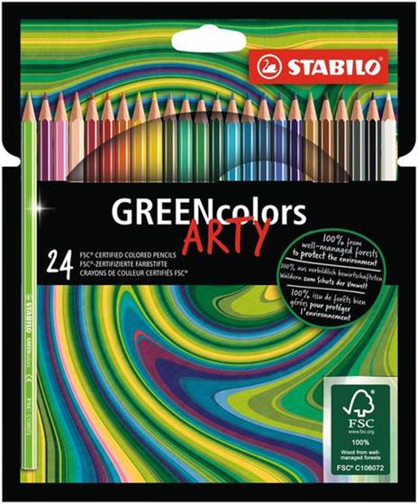 Matita colorata Ecosostenibile - STABILO GREENcolors - ARTY - Astuccio da 24 - Colori assortiti