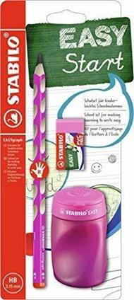 School Set - STABILO EASYgraph in Rosa per Destrimani - con Gomma + Temperino