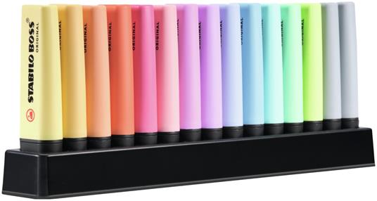 Evidenziatore - STABILO BOSS ORIGINAL Pastel Desk-Set - 15 Evidenziatori in  14 colori assortiti - STABILO - Cartoleria e scuola