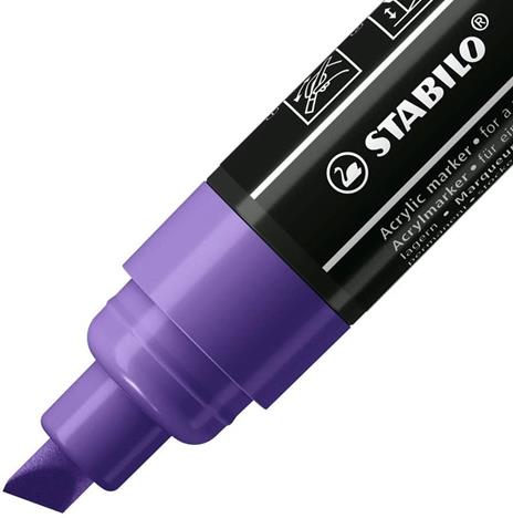 Marker acrilico - STABILO FREE Acrylic - T800C Punta a scalpello 4-10mm - Confezione da 5 - Viola - 2